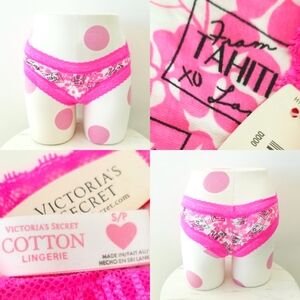 Victoria's Secret Pink Vintage Cotton Lingerie Lace Cheeky Panty NWT Neon Hawaii